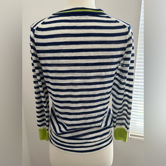 J. Crew, Navy/White Striped Cardigan Sweater, Size Small - Picture 3 of 6